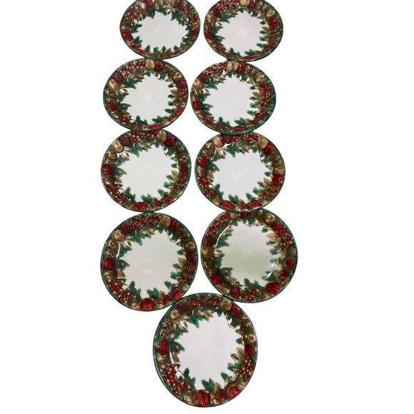 Vintage Set Of 9 Melamine 15”x15”Festive Holiday Large Round Serving 3D Platters - Picture 5 of 15